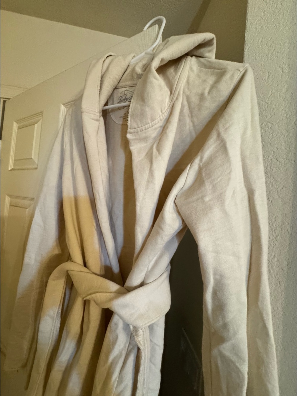 Lucky Brand Cream Hooded Wrap Coatigan with Self-Tie